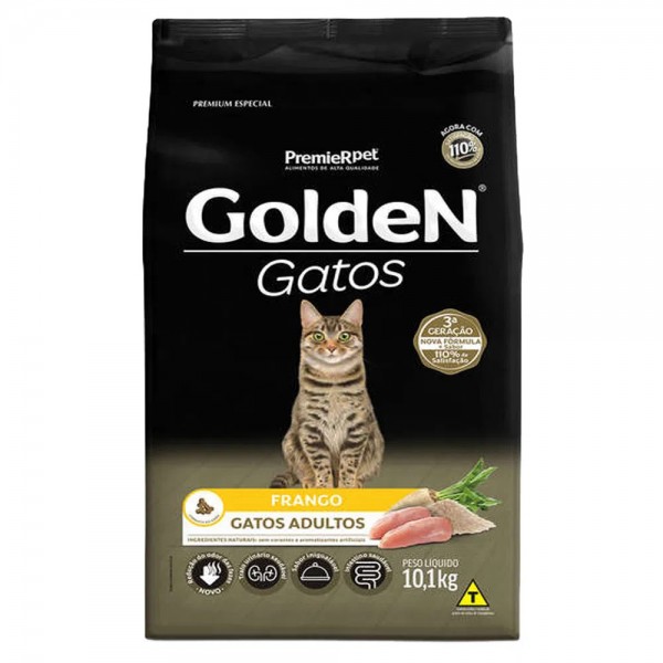 Ração Golden Gatos Adultos Sabor Frango 10,1kg