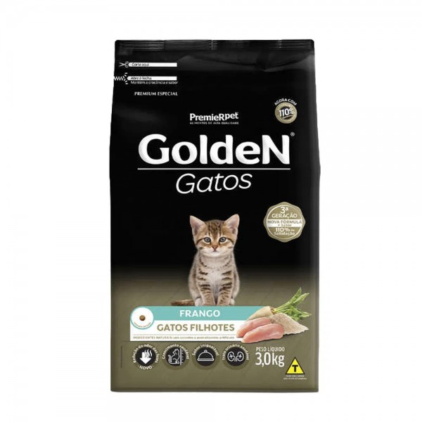 Ração Golden Gatos Filhotes Sabor Frango 3 kg