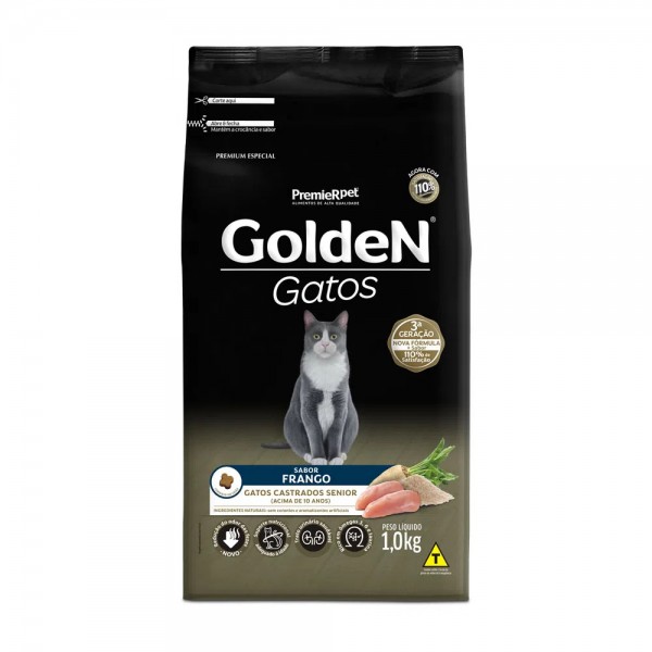 Ração Golden Gatos Castrados Sênior Frango 1 kg