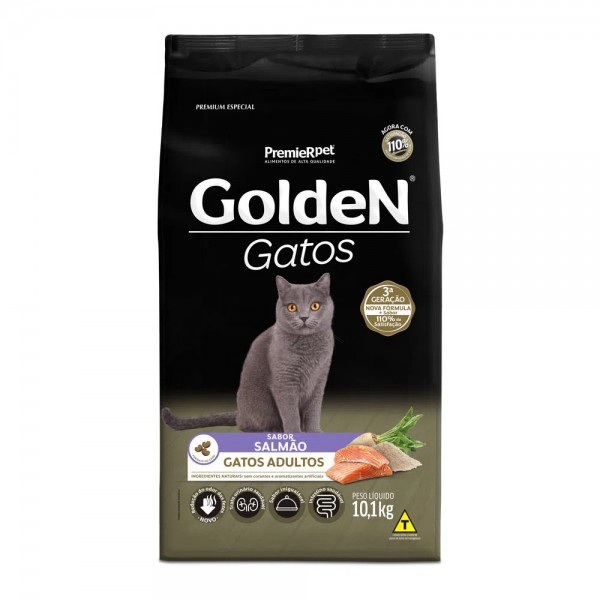 Ração Golden Gatos Adultos Salmão 10,1kg