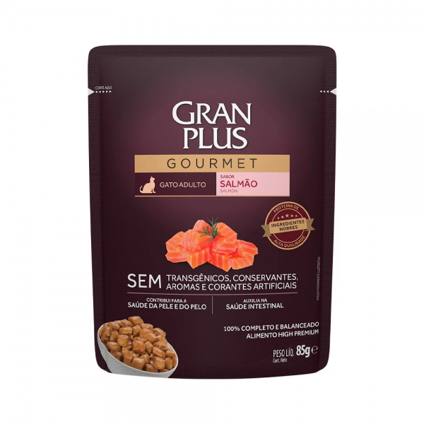 Ração Úmida GranPlus Gourmet Gatos Adultos Salmão 85 g