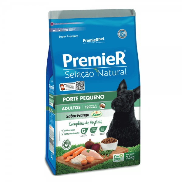 Ração Premier Cães Adultos Seleção Natural Raças Pequenas Frango 2,5 kg