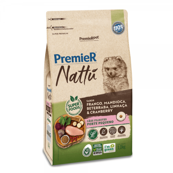 Ração Premier Nattu Cães Filhotes Mandioca Pequeno Porte 1 kg