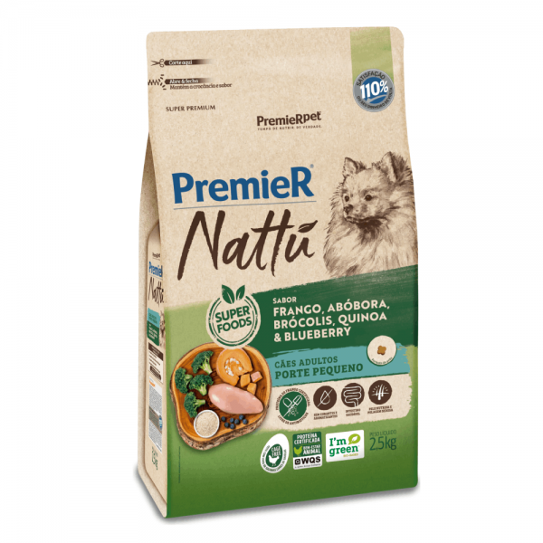 Ração Premier Nattu Cães Adultos Abóbora Pequeno Porte 2,5 kg