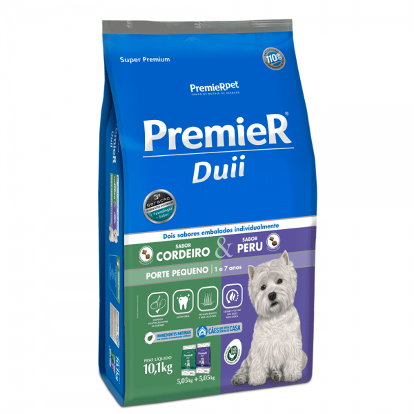 Ração Premier Duii Cães Adultos Porte Pequeno Cordeiro e Peru 2,5 kg
