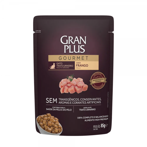Ração Úmida GranPlus Gourmet Gatos Trato Urinário Frango 85 g
