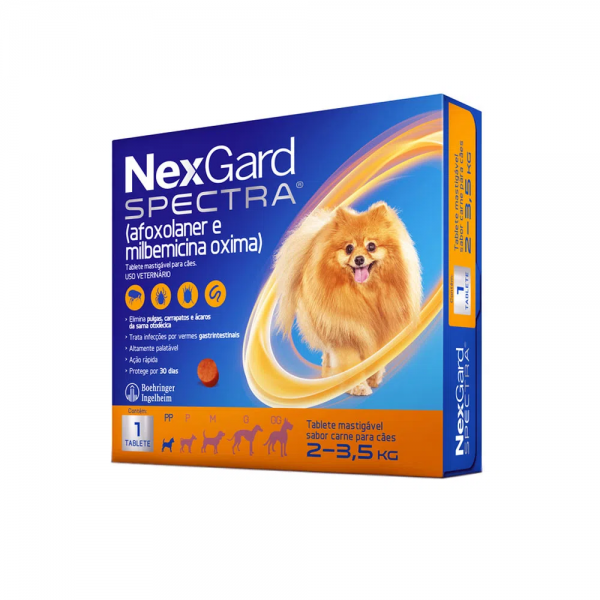 NexGard Spectra Antipulgas e Vermífugo Cães 2kg a 3,5kg 1 tablete