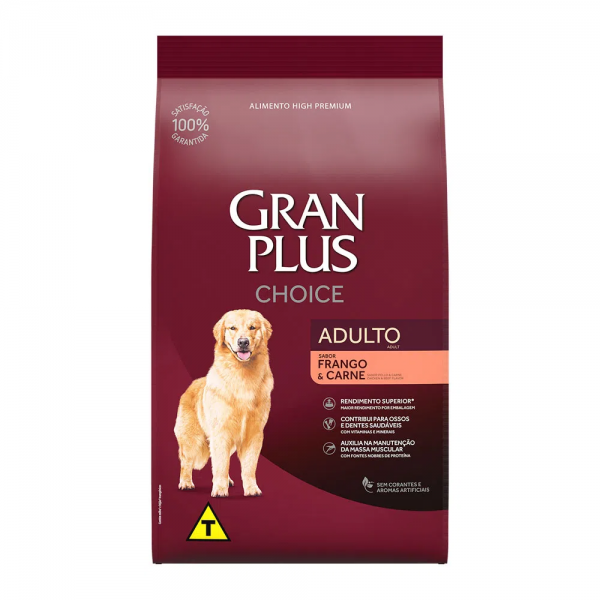 Ração GranPlus Choice Cães Adultos Frango e Carne 10,1 kg