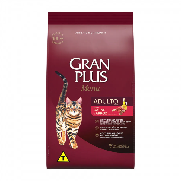 Ração GranPlus Gatos Adultos Carne e Arroz 10,1 kg