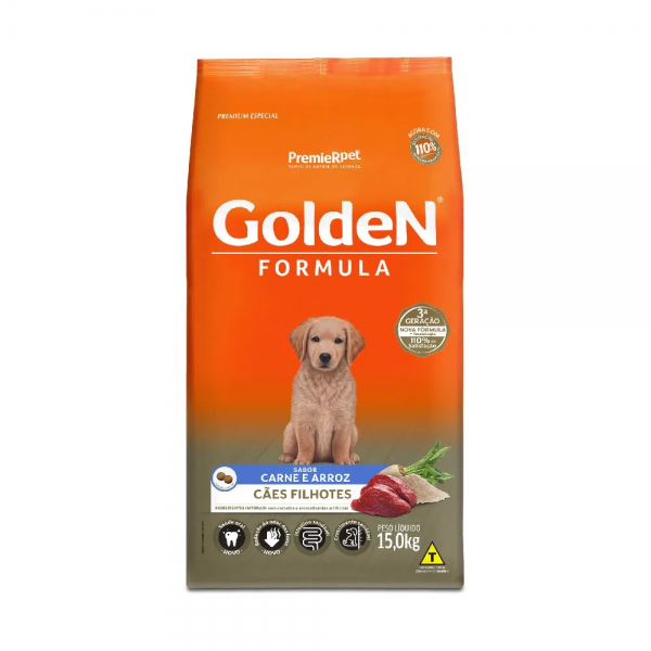 Ração Golden Fórmula para Cães Filhotes Carne e Arroz 15 kg