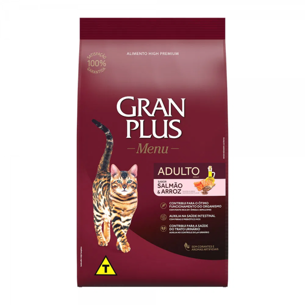 Ração GranPlus Menu Gatos Adultos Salmão e Arroz 3 kg