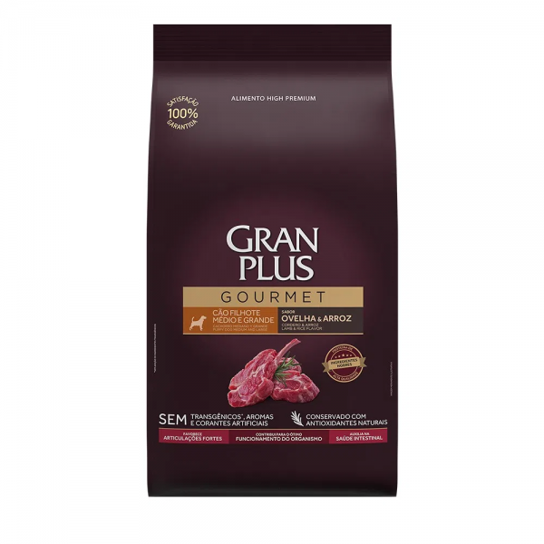 Ração GranPlus Gourmet Cães Filhotes Médio e Grande Ovelha e Arroz 3 kg