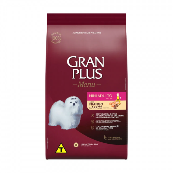 Ração GranPlus Menu Cães Adultos Mini Frango e Arroz 3 kg