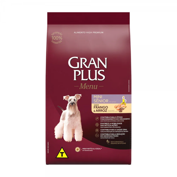 Ração GranPlus Menu Cães Mini Sênior Frango e Arroz 3 kg