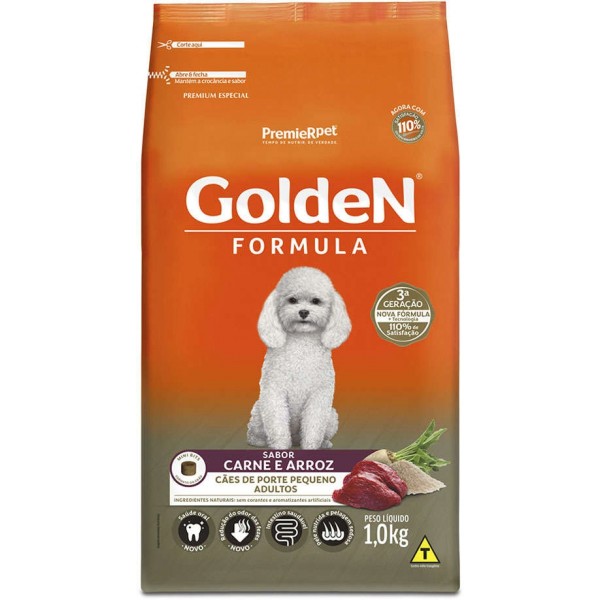 Ração Golden Formula Cães Adultos Raças Pequenas Carne e Arroz Mini Bits 1 kg