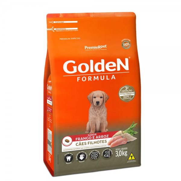 Ração Golden Fórmula Cães Filhotes Frango e Arroz 3 kg
