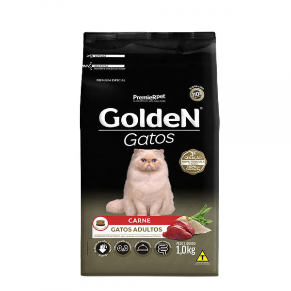 Ração Golden Gatos Adultos Carne 1 kg