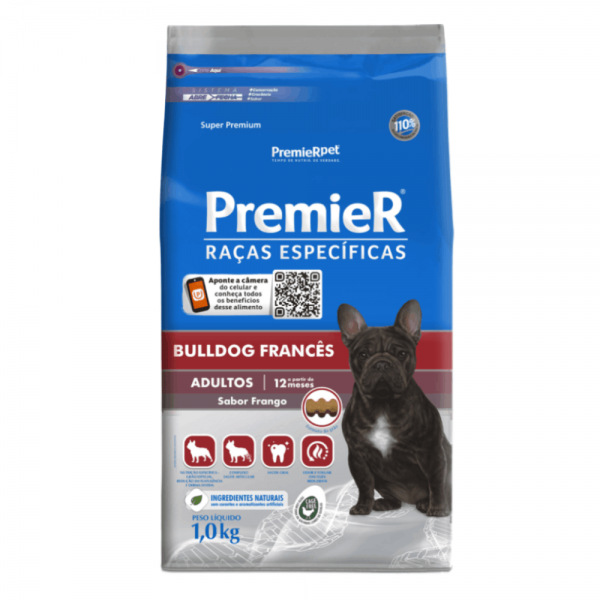 Ração Premier Bulldog Francês Adultos Raças Específicas Frango 1 kg