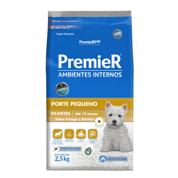 Ração Premier Ambientes Internos Cães Filhote Raças Pequenas 2,5 kg