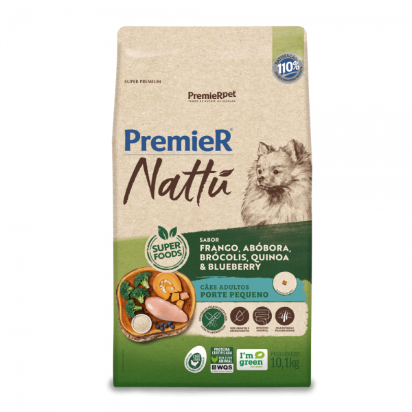 Ração Premier Nattu Cães Adultos Abóbora Pequeno Porte 10,1 kg