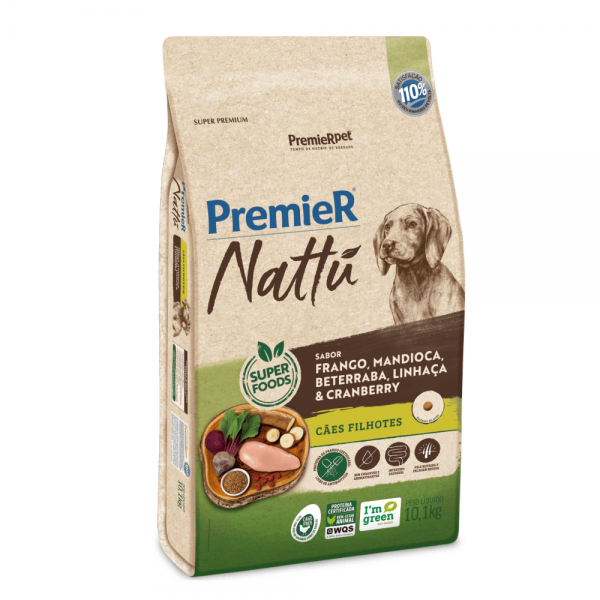 Ração Premier Nattu Cães Filhotes Mandioca 10,1 kg