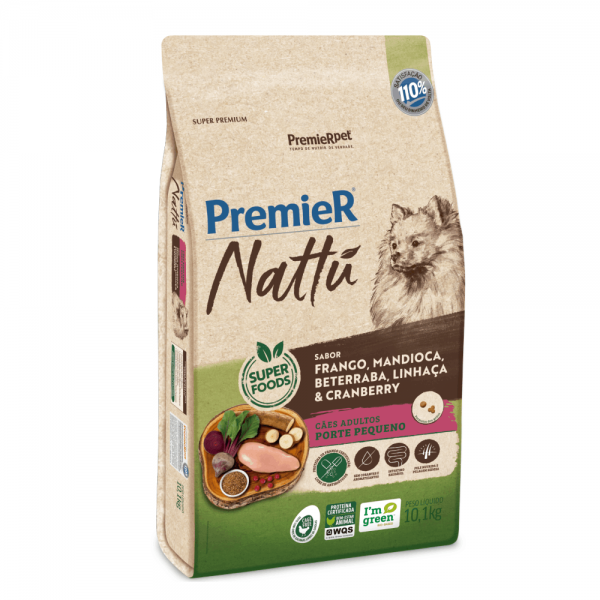 Ração Premier Nattu Cães Adultos Mandioca Pequeno Porte 10,1 kg