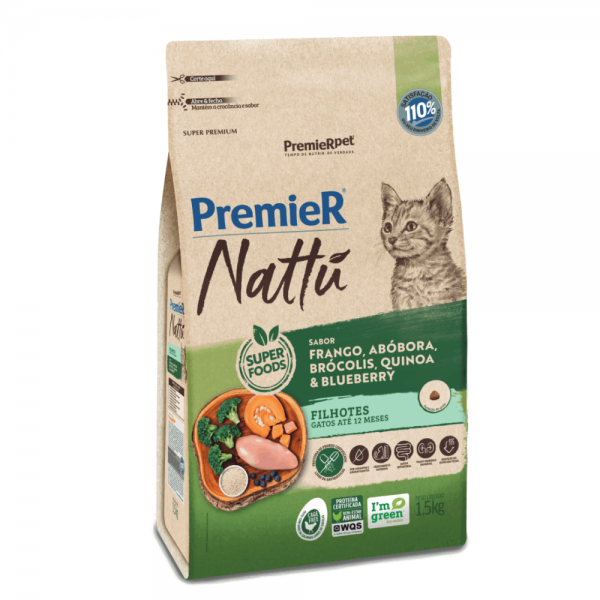 Ração Premier Nattu Gatos Filhotes Abóbora 1,5 kg