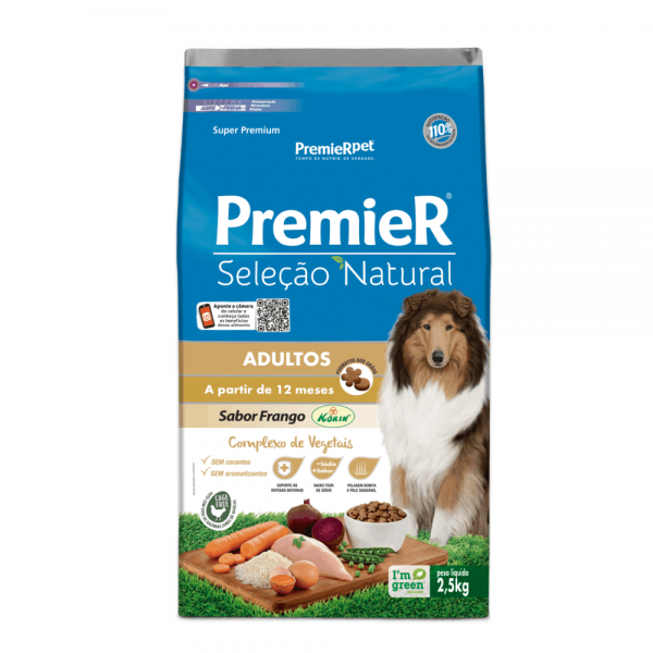 Ração Premier Seleção Natural Cães Adultos Frango Korin 2,5 kg