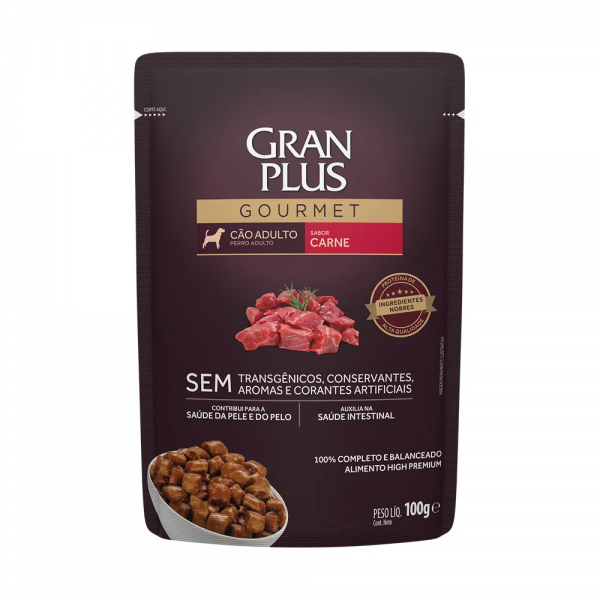 Ração Úmida GranPlus Gourmet Cães Adultos Carne 100 g