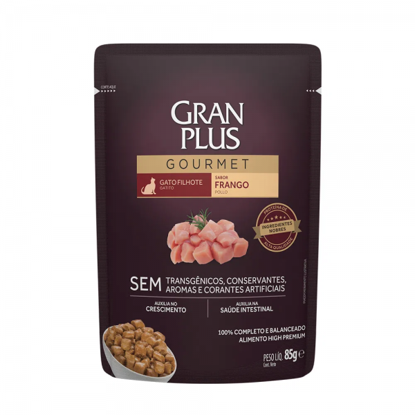 Ração Úmida GranPlus Gourmet Gatos Filhotes Frango 85 g