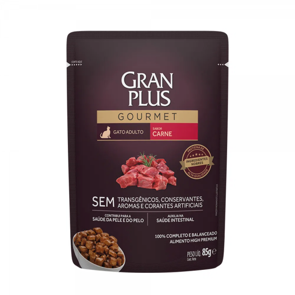 Ração Úmida GranPlus Gourmet Gatos Adultos Carne 85 g