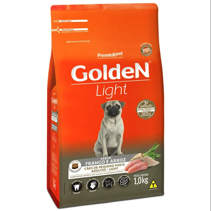 Ração Golden Fórmula Light para Cães Adultos Porte Pequeno Frango e Arroz 1 kg