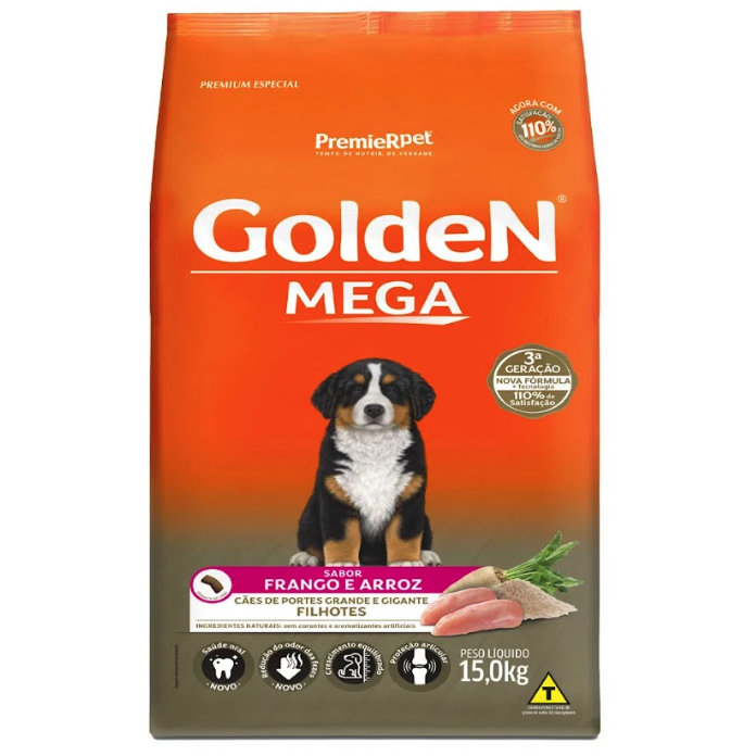 Ração Golden Mega para Cães Adultos Raças Grandes Frango e Arroz 15 kg