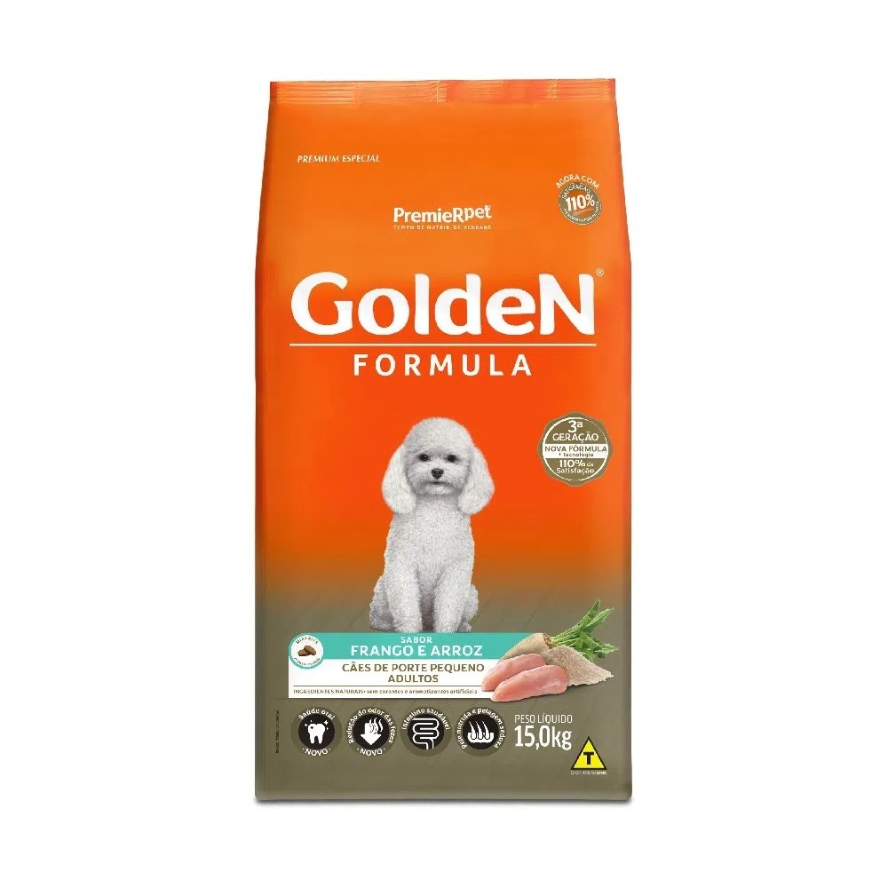 Ração Golden Fórmula Cães Adultos Raças Pequenas Frango e Arroz Mini Bits 15kg