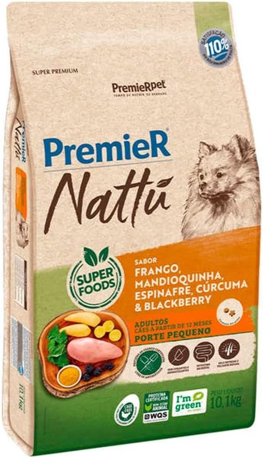 Ração Premier Nattu Cães Adultos Mandioquinha Pequeno Porte 10,1 kg