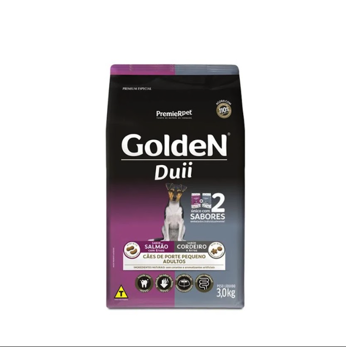 Ração Golden Duii Cães Adultos Porte Pequeno Salmão e Cordeiro 3 kg