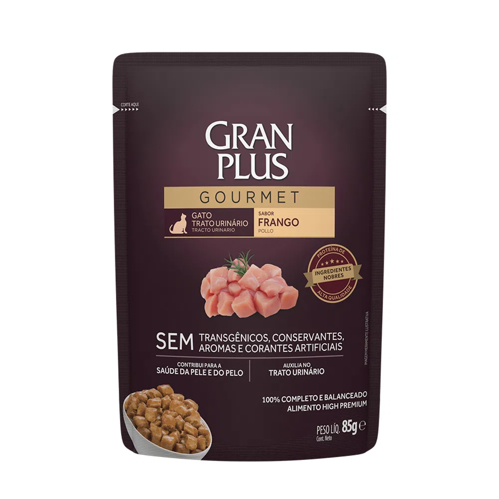 Ração Úmida GranPlus Gourmet Gatos Trato Urinário Frango 85 g