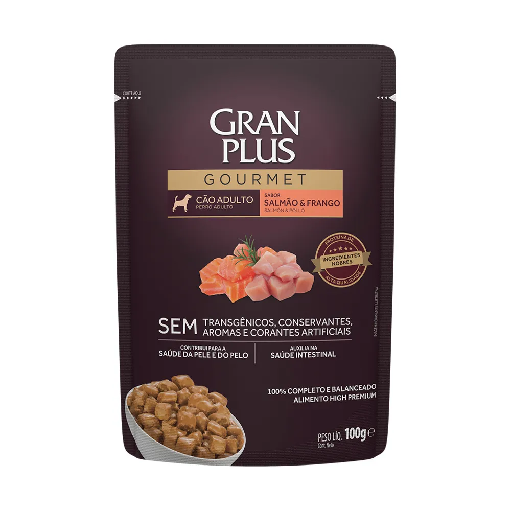 Ração Úmida GranPlus Gourmet Cães Adultos Salmão e Frango 100 g