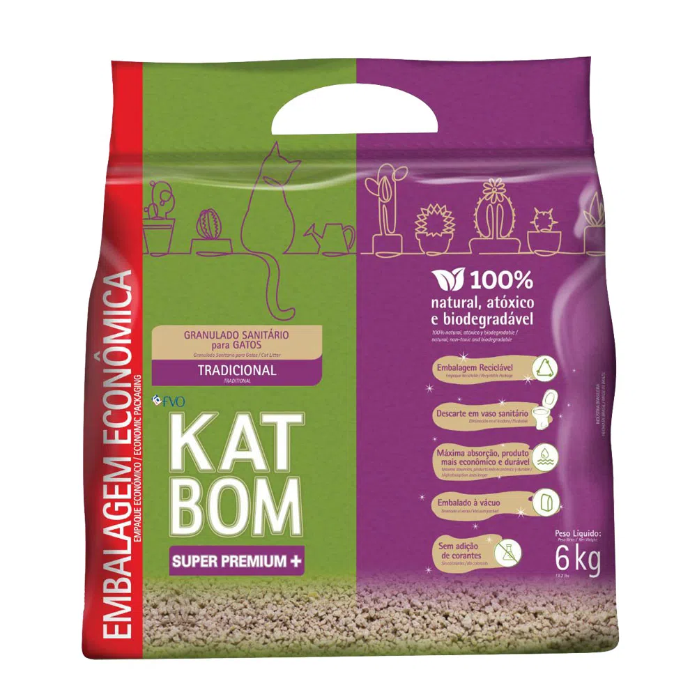 Areia para Gato Katbom Natural Granulado Higiênico 6 kg