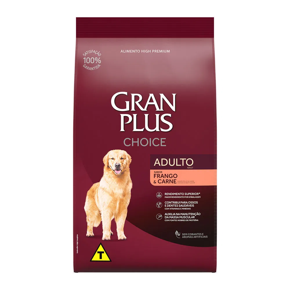 Ração GranPlus Choice Cães Adultos Frango e Carne 20 kg