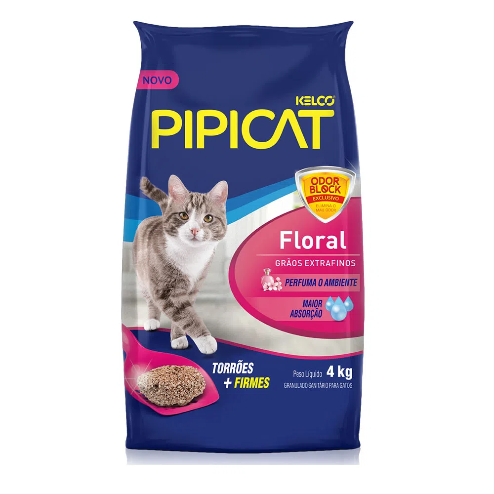 Areia Pipicat Perfumada Floral para Gatos 4 kg