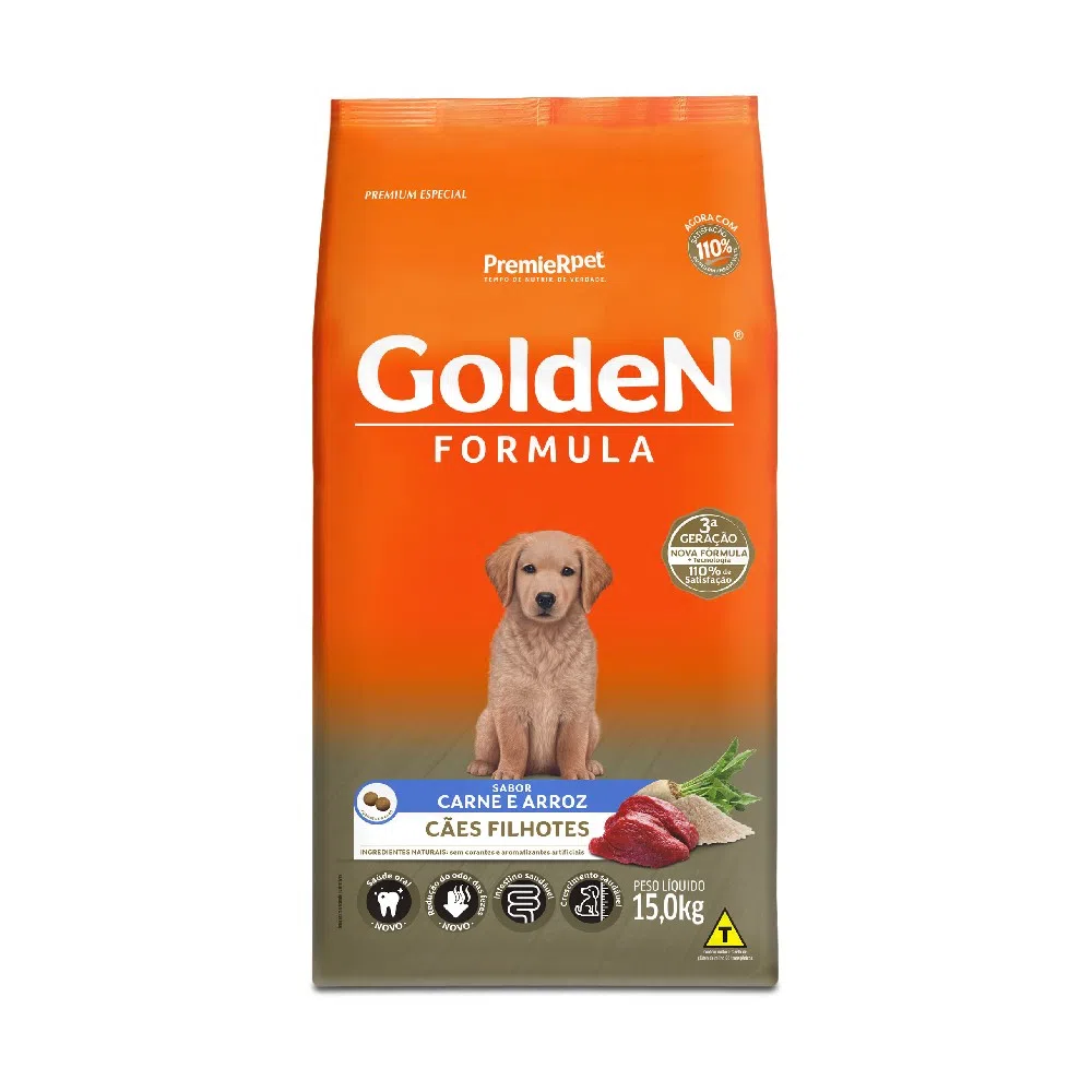 Ração Golden Fórmula para Cães Filhotes Carne e Arroz 15 kg