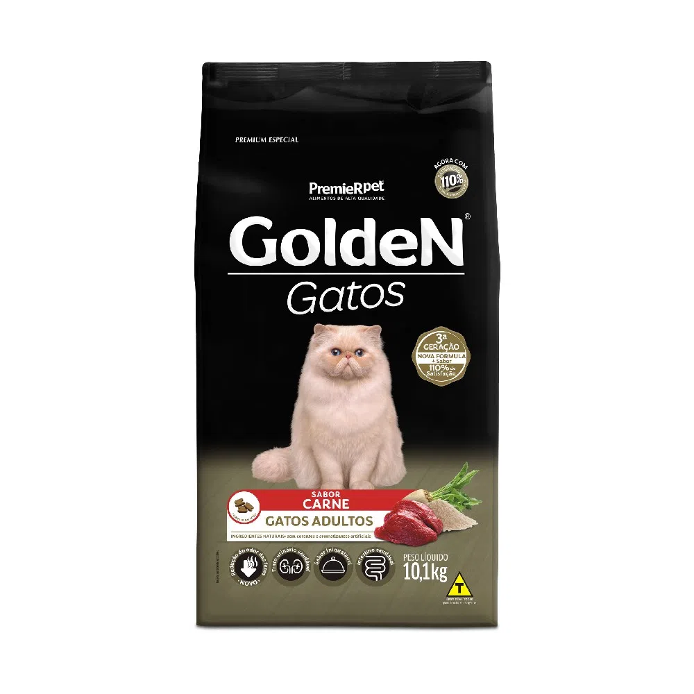 Ração Golden Gatos Adultos Carne 10,1 kg