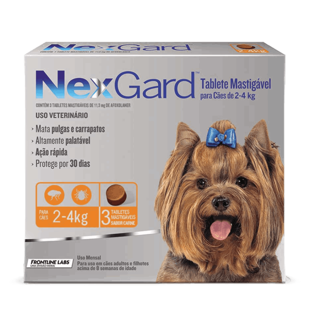 Nexgard Antipulgas e Carrapatos para Cachorros de 2 a 4kg 3 tabletes