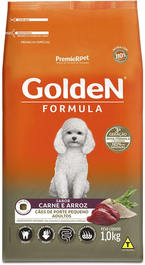 Ração Golden Formula Cães Adultos Raças Pequenas Carne e Arroz Mini Bits 1 kg