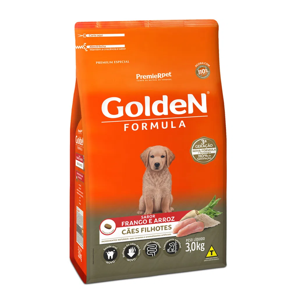 Ração Golden Fórmula Cães Filhotes Frango e Arroz 3 kg