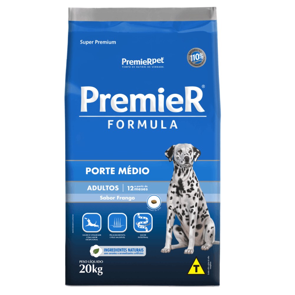 Ração Premier Formula Cães Adultos Raças Médias Frango 20 kg