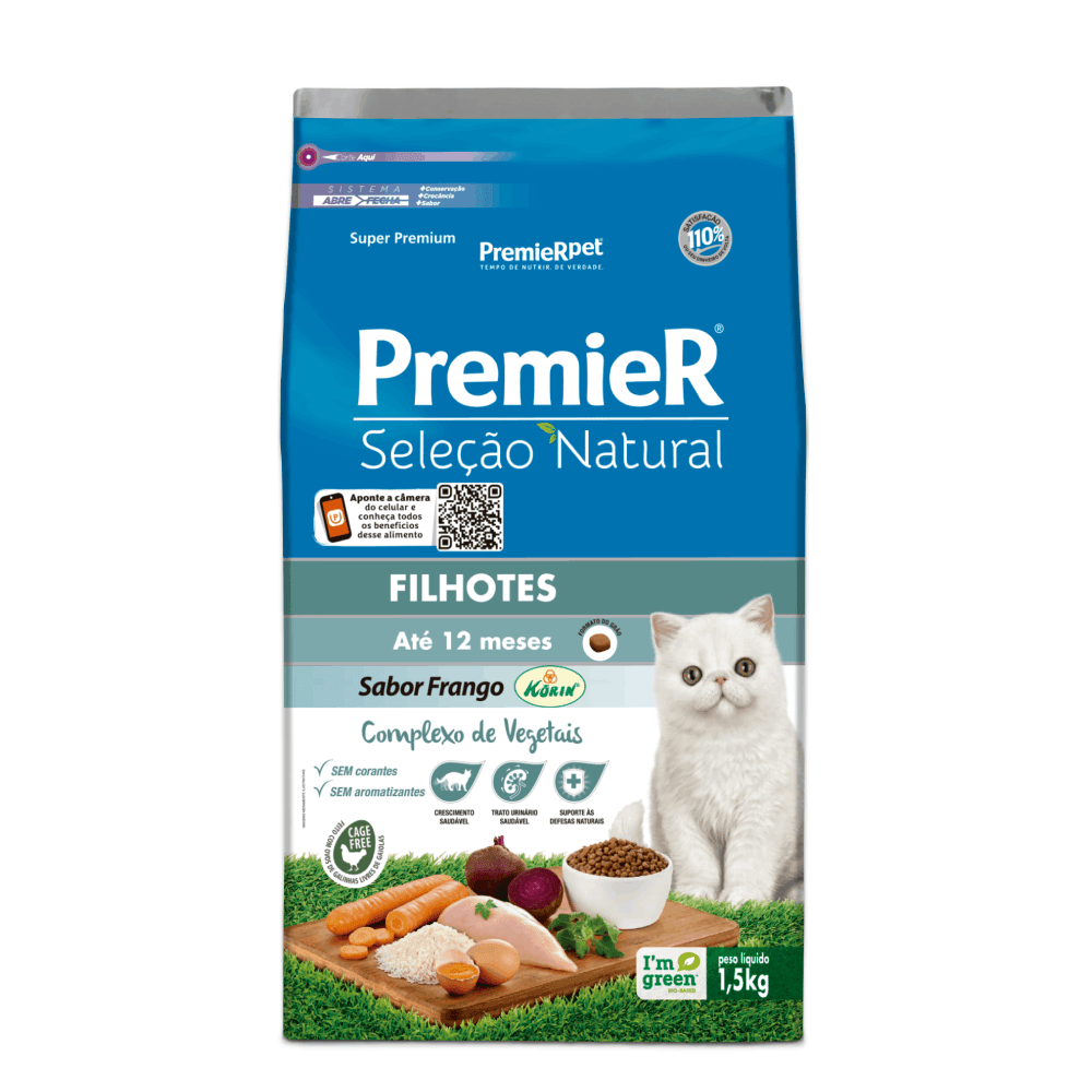 Ração Premier Gatos Filhotes Seleção Natural Frango 1,5 kg