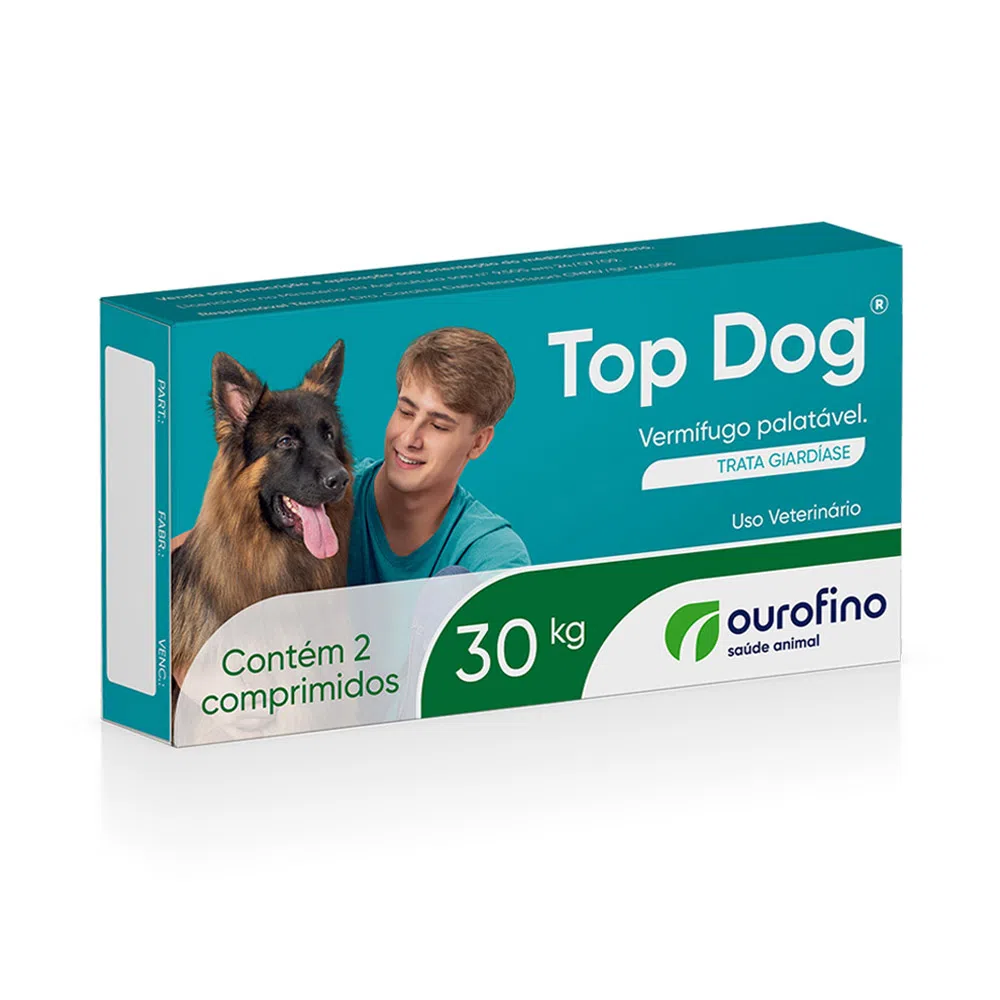 Vermífugo Top Dog Cães 30kg 2 comprimidos