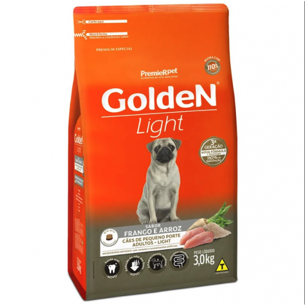Ração Golden Fórmula Light para Cães Adultos Porte Pequeno Frango e Arroz 3 kg